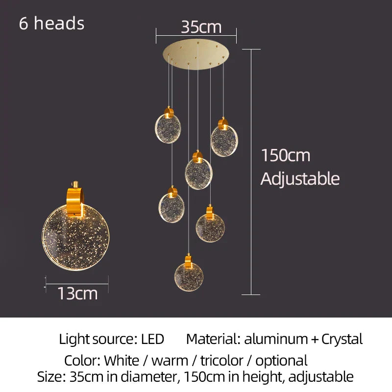 Attic Crystal Chandelier for Living Room Dining Room Stair Lamp