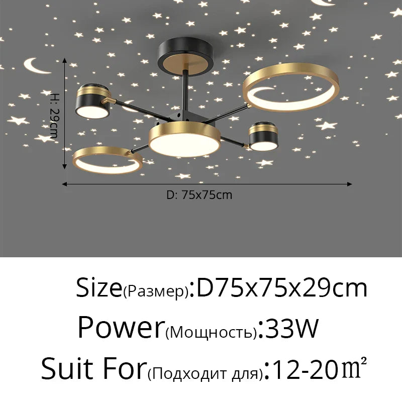 Modern LED Ceiling Chandelier | New Star Projection | Living Room Bedroom Lighting Fixtures