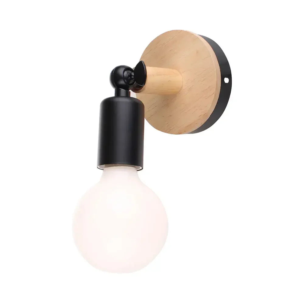 Modern Nordic Wood Wall Lights Bedroom Lamp Black White LED Sconce Lighting