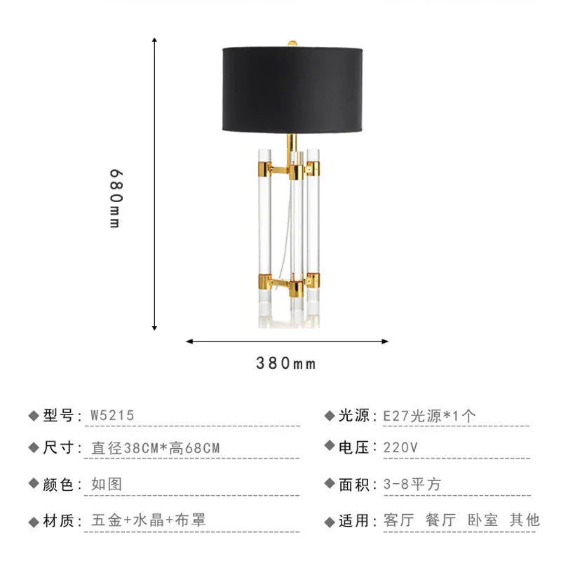 Crystal Table Lamp: Nordic Light Luxury Design for Bedroom Bedside
