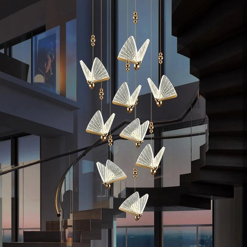 Butterfly Pendant Lamps: Modern Luxury Staircase Bedroom Decor Fixtures