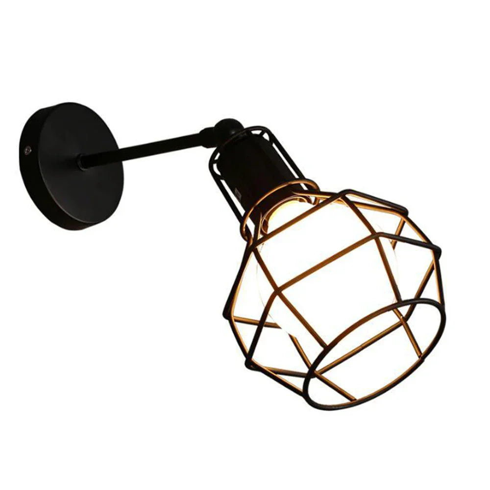 Vintage Industrial LED Cage Wall Light E27 Sconce Modern Indoor Lighting
