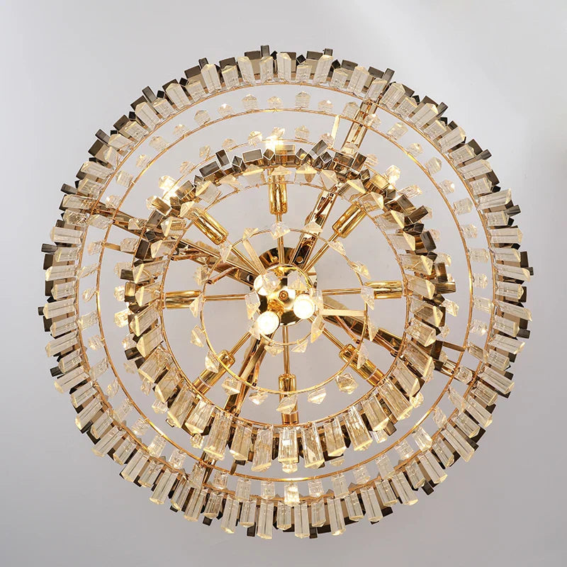 Gold Metal Crystal Chandelier Pendant with G9 Led Bulb