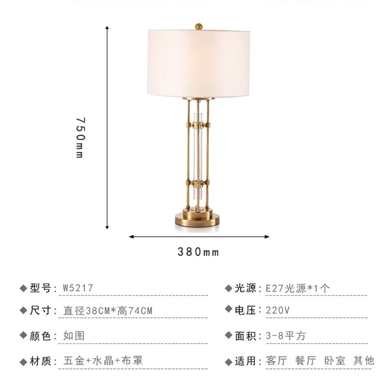 Crystal Table Lamp: Nordic Light Luxury Design for Bedroom Bedside
