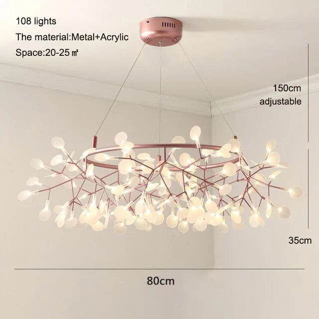 Modern Nordic Heracleum Chandelier Light in Black/Rose Gold for Living Room & Kitchen
