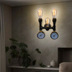 Steam Punk Iron Water Pipe Wall Lamp for Industrial Loft Decor
