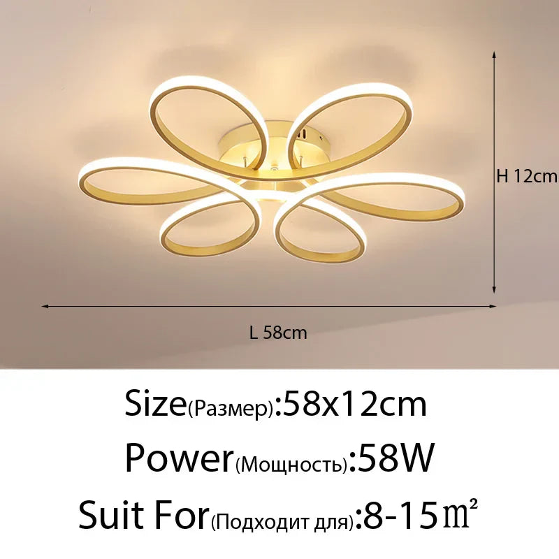 LED Ceiling Chandelier: Remote Control Modern Aluminum Bedroom Living Room Lamp