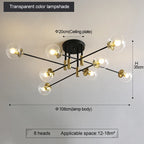 Black & Gold LED Round Ball Chandelier - Elegant Lighting Fixture for Home