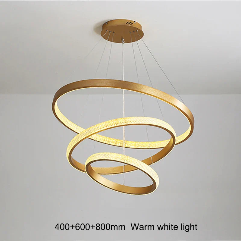 Gold Circle Chandelier Creative LED Lighting Modern Indoor Fixtures