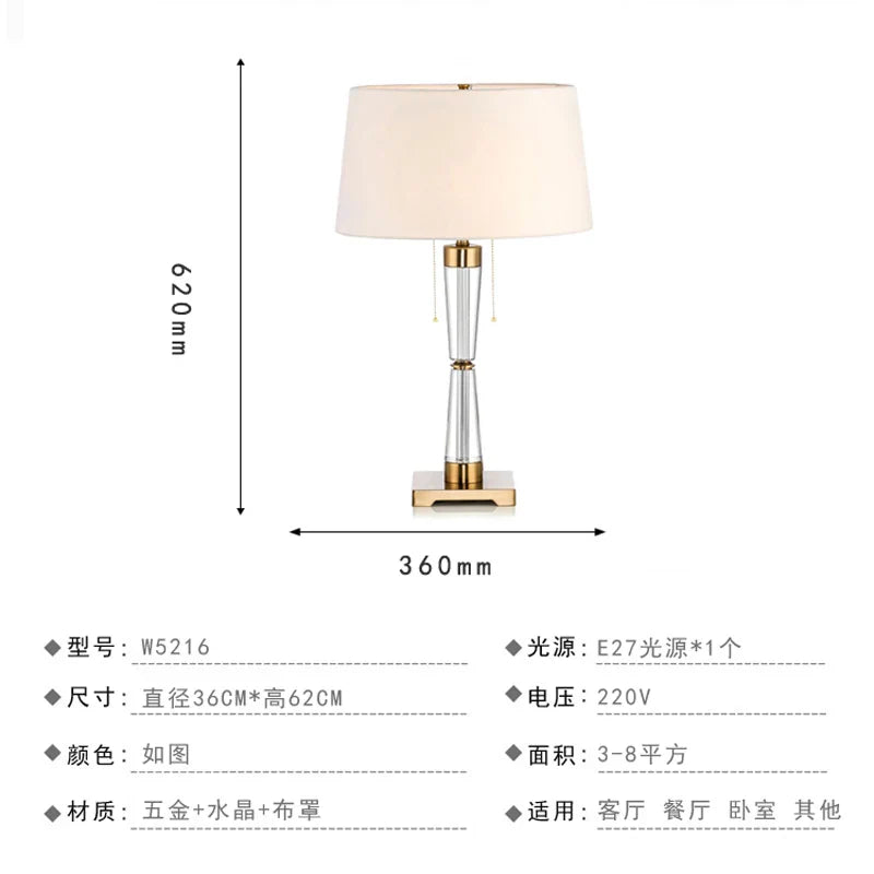 Crystal Table Lamp: Nordic Light Luxury Design for Bedroom Bedside
