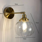 Nordic Glass Wall Lamp Rotatable Brass Bedside Sconce Light Fixture by Afralia™
