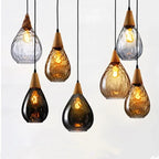 Nordic Water Grain Glass Pendant Lights for Living Room, Kitchen, Restaurant, Bar - Retro Simple Hanging Lamps