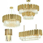 Crystal LED Chandelier: Adjustable Metal Hanging Lamp for Living Room, Dining, Bedroom