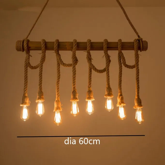 Bamboo Pendant Lights: Vintage Loft Lighting Fixtures for Kitchen, Cafe, Bar.