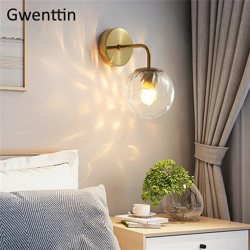 Gold Glass Ball Wall Lamp | Nordic Mirror Sconce Indoor Lighting
