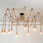 Spider Chandelier Hemp Rope Pendant Light Vintage Industrial Ceiling Lamp