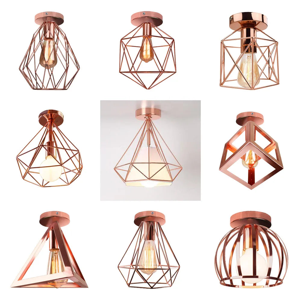 Rose Gold Iron Ceiling Light for Chic Home Decor, Modern Nordic Design