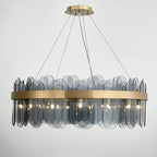 Luxury Gold Metal LED Chandeliers with Adjustable Brightness and Grey/White Glass