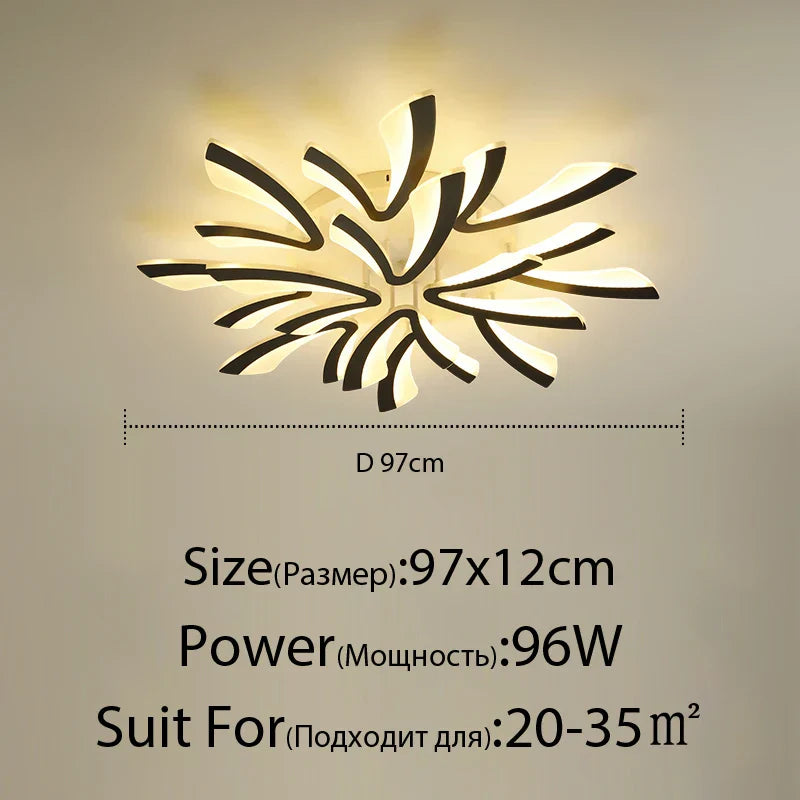 Modern LED Ceiling Chandelier for Home Living Room Bedroom Dining, Remote Control Lighting Fixtures