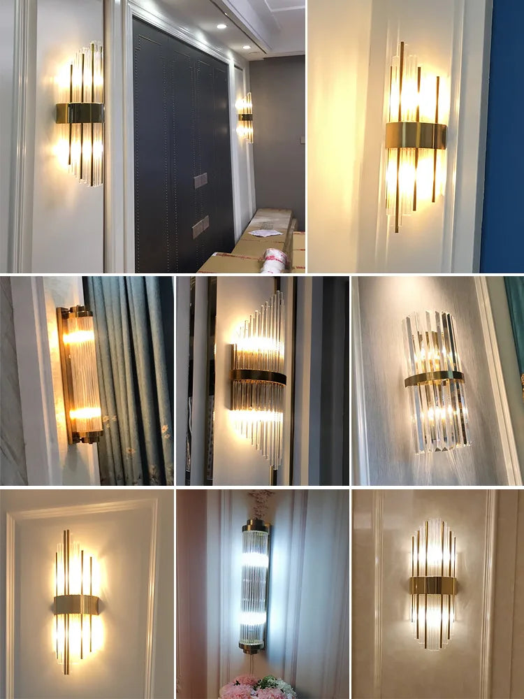 Crystal Wall Lamp for Modern Light Luxury Living Room, Bedroom, and Dining Area