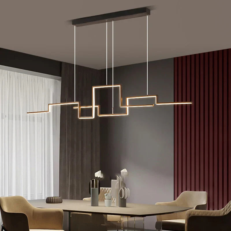 Nordic Geometry Black LED Chandelier for Living & Dining Room, Bar, Shop
