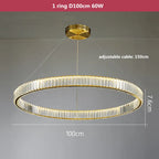 Luxury Crystal LED Chandelier: Dimmable Circle Droplight for Villa Stairs & Living Room