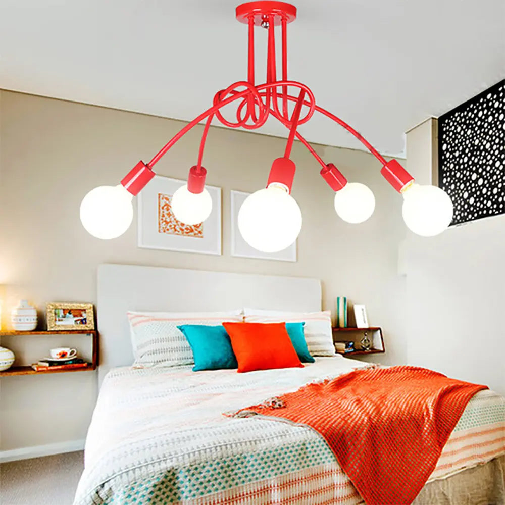 Modern Iron Ceiling Chandelier: 3/5 Sockets Lights for Living Room & Bedroom