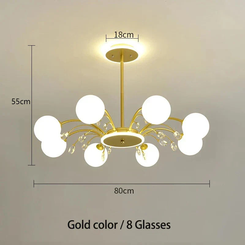 Nordic Crystal Glass Chandelier with E27 Lamp Holder for Livingroom Bedroom Diningroom by Afralia™