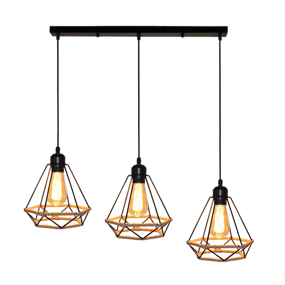 Modern Black Cage LED Pendant Light for Home & Commercial Lighting