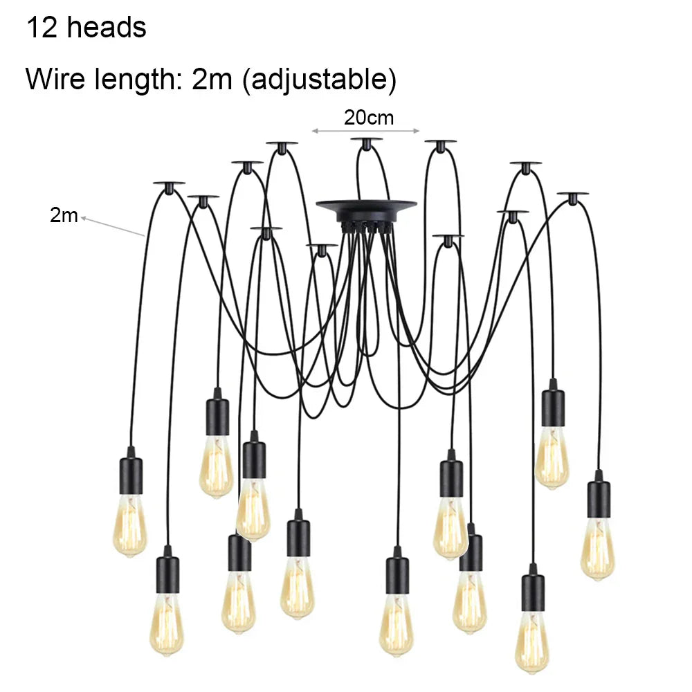 Vintage Industrial Spider Chandelier Ceiling Pendant Light - DIY Art Suspension Decor
