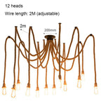 Spider Chandelier Hemp Rope Pendant Light Vintage Industrial Ceiling Lamp