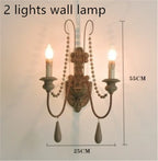 Vintage Wood Bead Wall Sconce Farmhouse Lighting