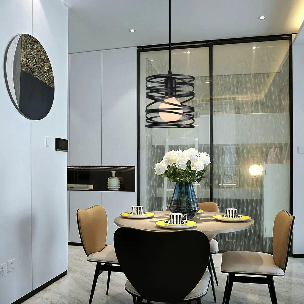 Ribbon Spiral Swirl LED Pendant Chandelier for Living Room & Kitchen