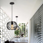 Industrial Iron Pendant Lights Modern Metal Cage E27 LED Hanging Lamp for Home & Restaurant