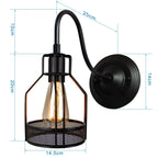 Black Cage Guard Wall Sconce LED Lamp Indoor Retro Lighting Fixture