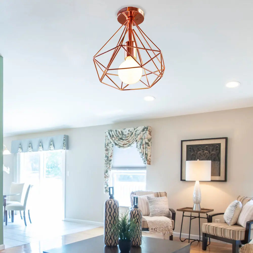 Rose Gold Iron Ceiling Light for Chic Home Decor, Modern Nordic Design