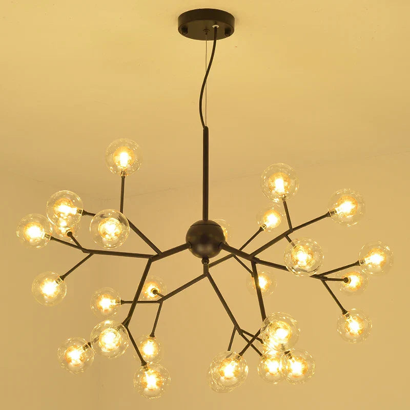 Heracleum Firefly Glass Ball Chandelier: Gold Luxury Lighting for Dining Kitchen Staircase