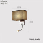 Fabric Shade Wall Light with LED Reading Lamp and Dual Switches