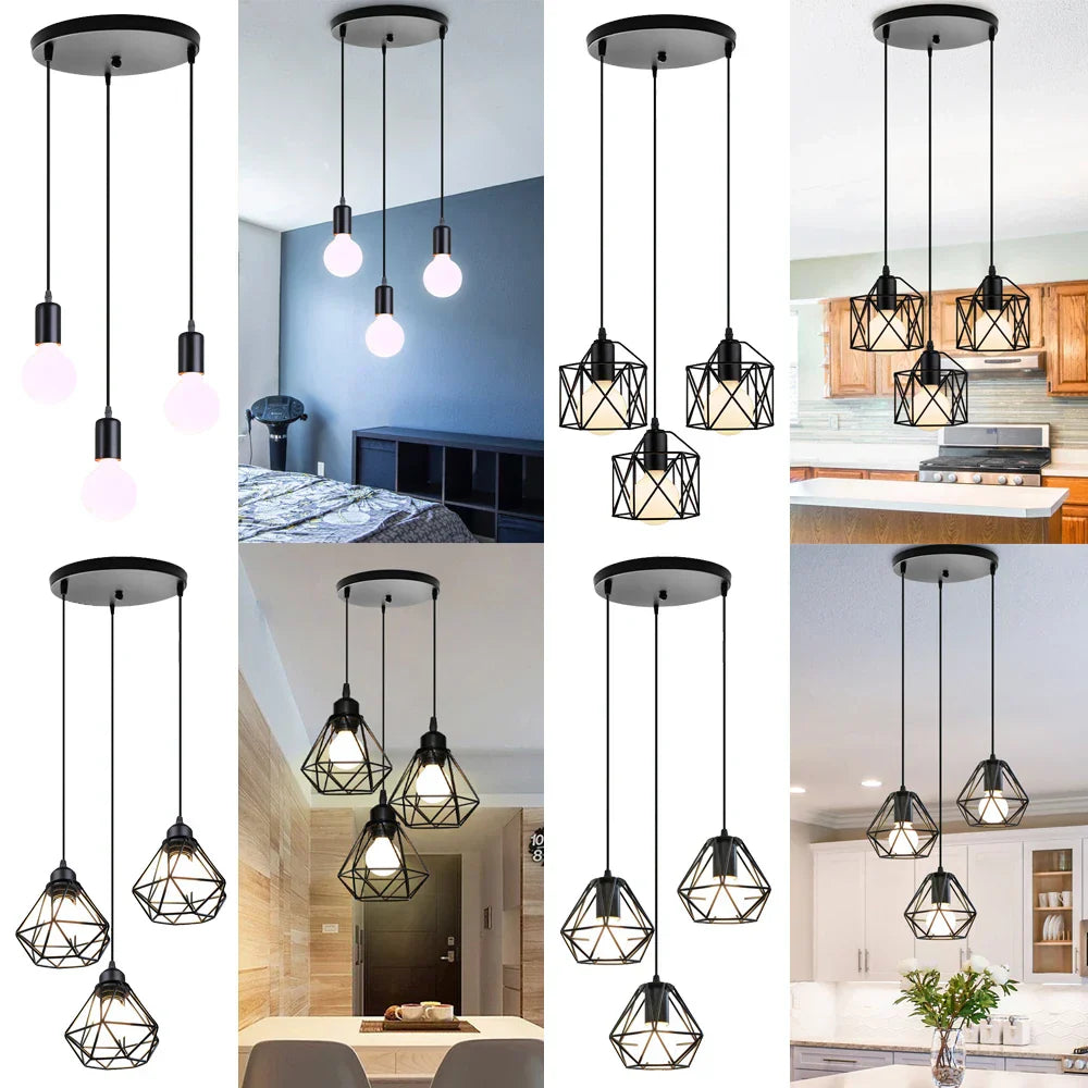 Cage Pendant Light: Modern Nordic Vintage Retro Loft Industrial Metal Hanging Fixture