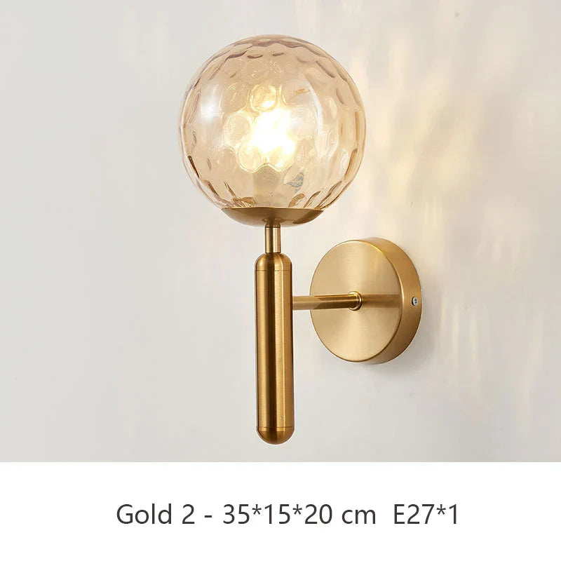 Glass Nordic Bedroom Wall Lamp Gold Black Interior Led Lighted Decoration