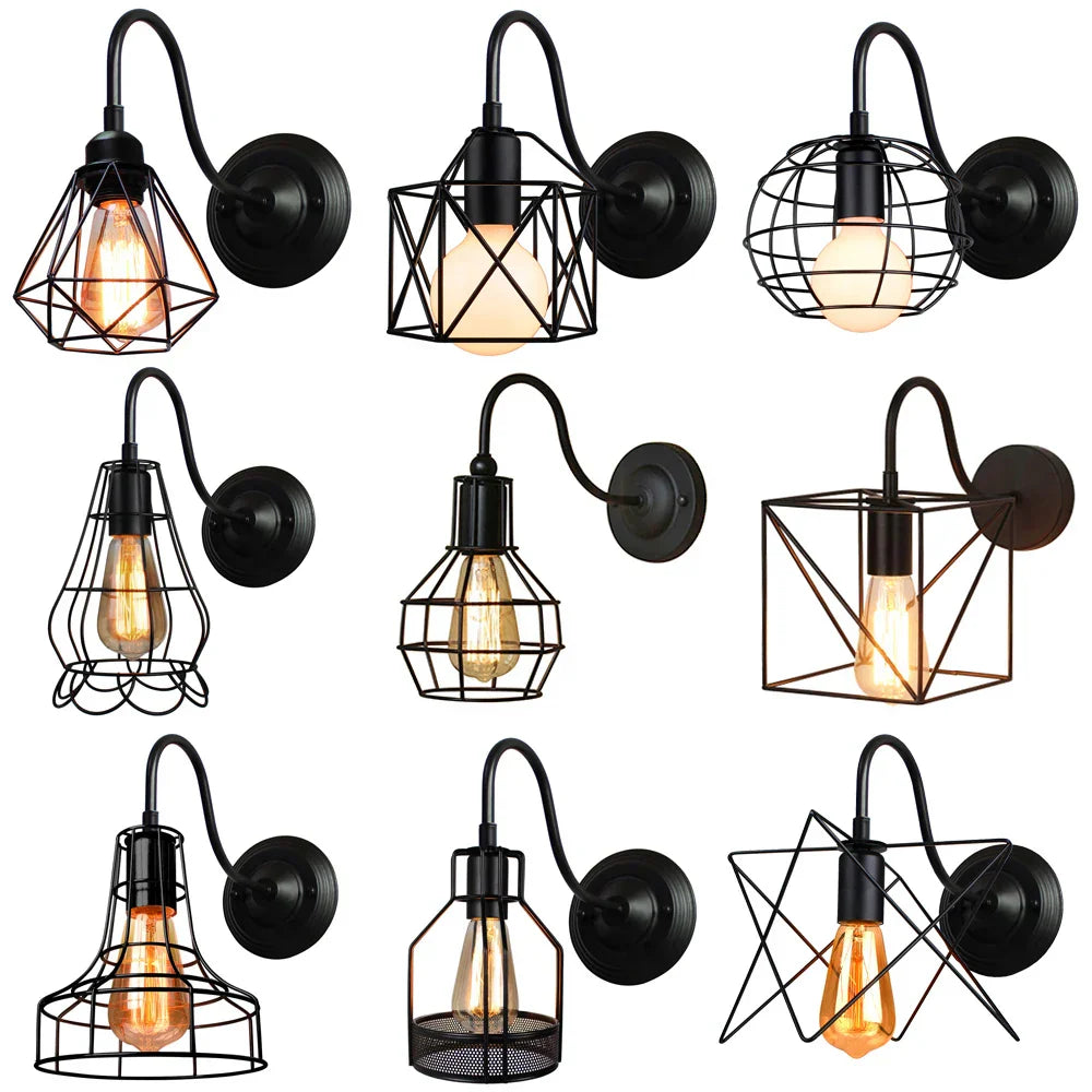 Industrial Iron Wall Sconce E27 Retro Loft Vintage LED Light Fixture