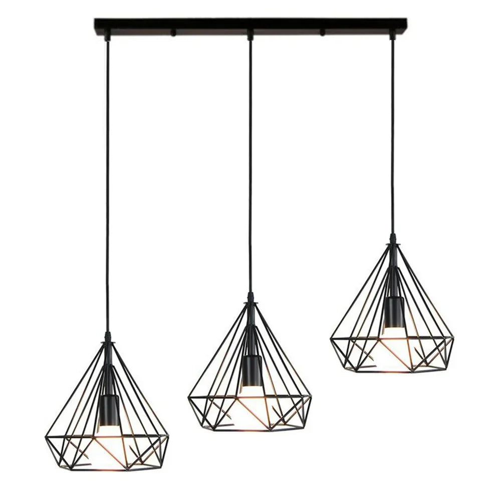 Industrial LED Pendant Light Vintage Loft Cage Hanging Lamp for Home Decor