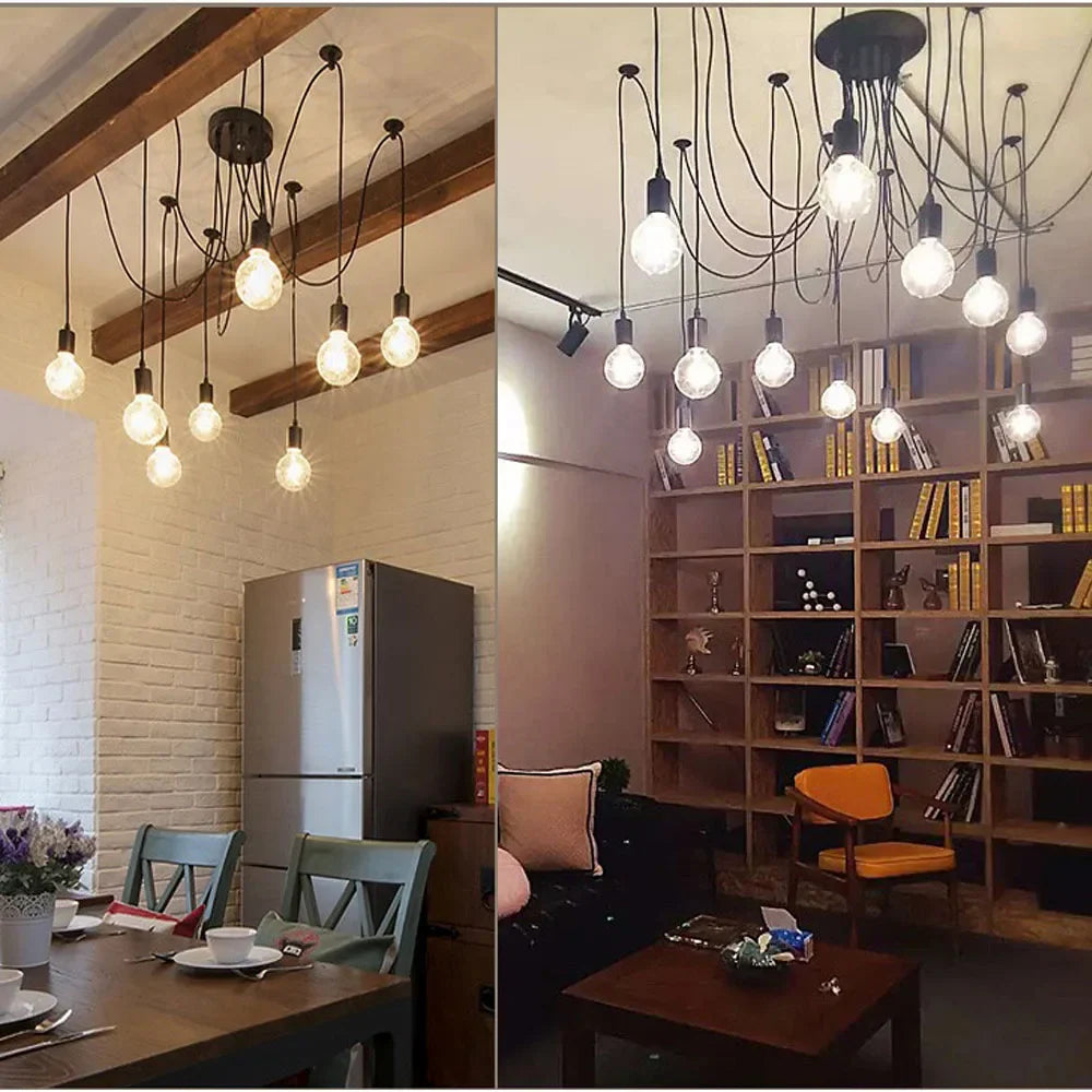 Vintage Industrial Spider Chandelier Ceiling Pendant Light - DIY Art Suspension Decor