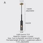 Copper Crystal Chandelier Nordic Luxury Modern Dining Room Lamp