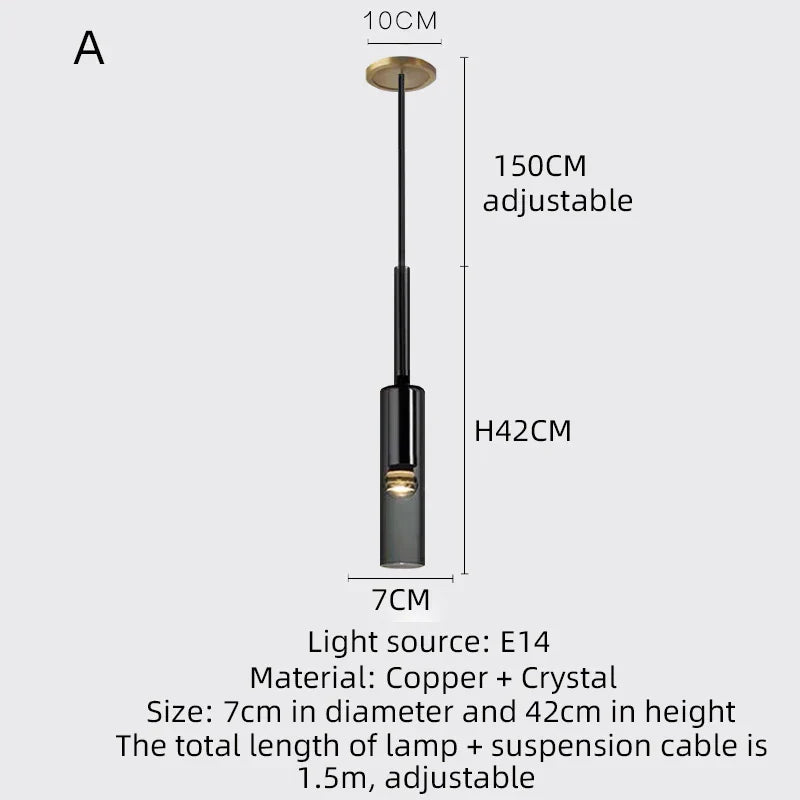 Copper Crystal Chandelier Nordic Luxury Modern Dining Room Lamp