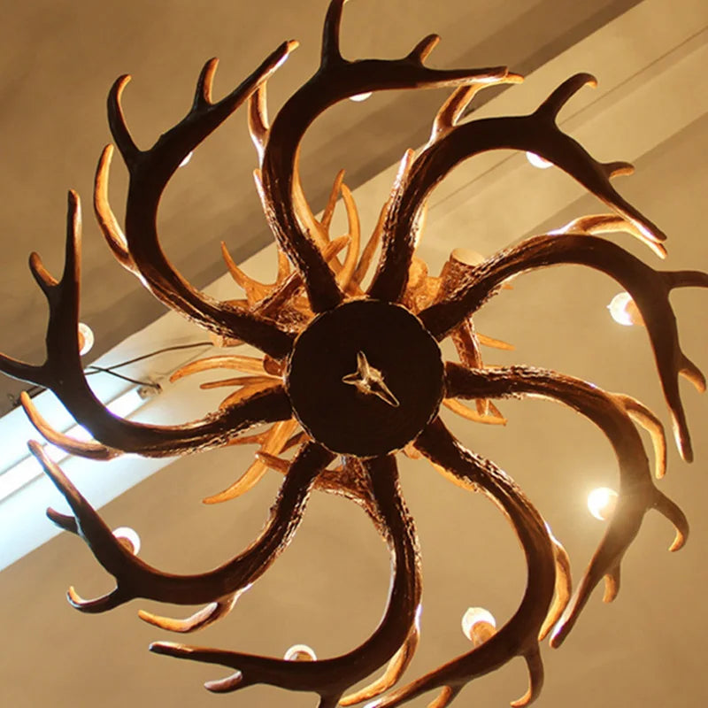 Antique Resin Antler Chandelier - Luxury Vintage Lighting Fixtures