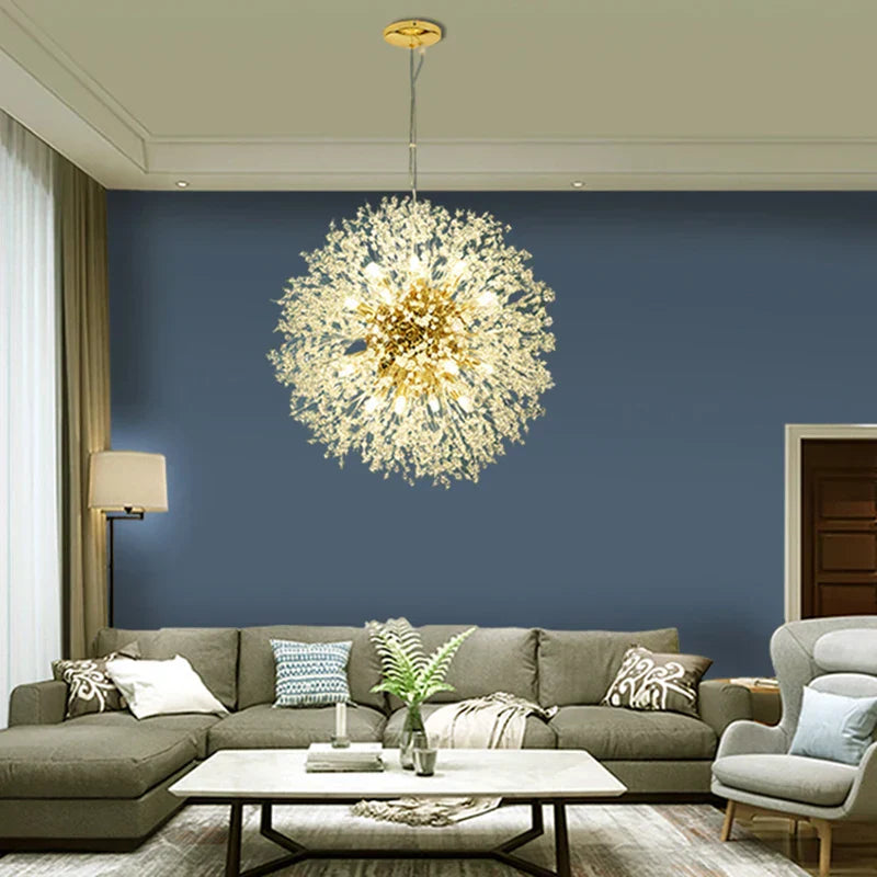 Dandelion Chandelier: Nordic Minimalist Wrought Iron LED Indoor Light for Living Room