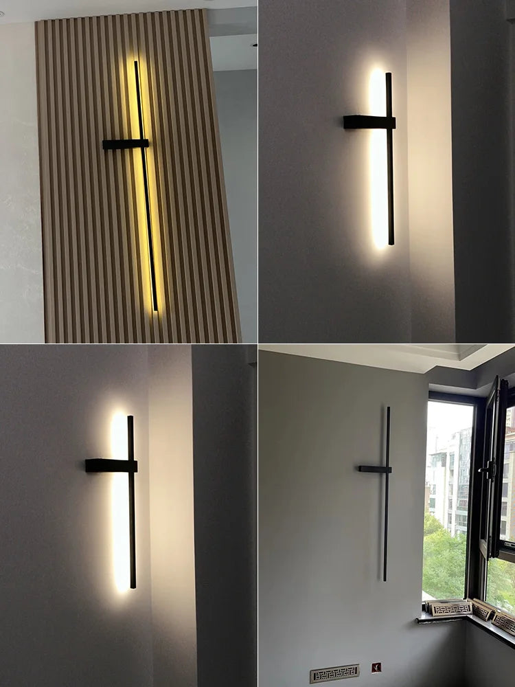 Black Long Strip Wall Lamp - Modern Minimalist Bedroom Living Room TV Wall Light