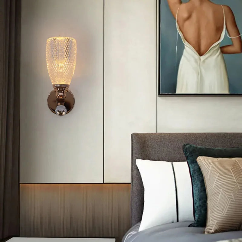 Modern Gold LED Wall Lamp for Living Room Bedroom, Minimalist Luxury Design
