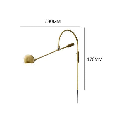 Rotatable G9 Bedside Lamp Living Room Wall Sconce - Gold/Black Arm